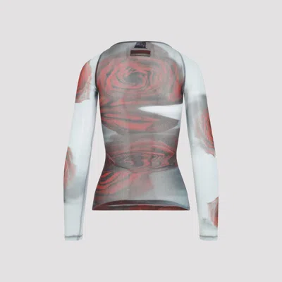Jean Paul Gaultier Rose Mesh Floral Top In Multi
