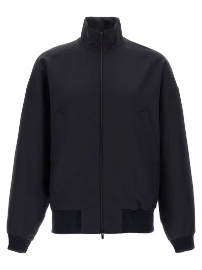 Fear Of God High-necked Jacket With Ribbed Cuffs And Hem In Blue