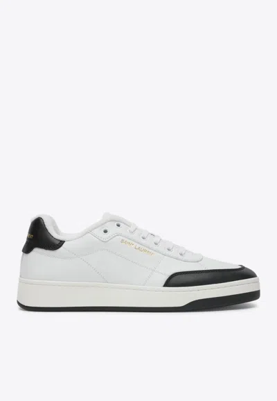 Saint Laurent White And Black Leather Sneakers In Multi