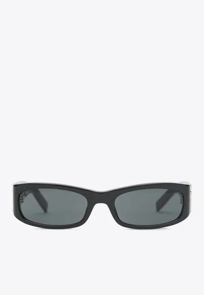 Saint Laurent Cassandre Rectangular Sunglasses In Black