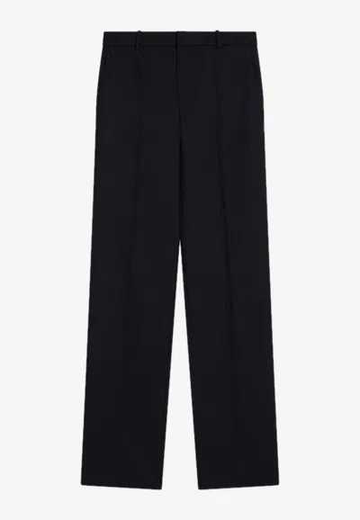 Saint Laurent High-waisted Blue Wool Pants In Black