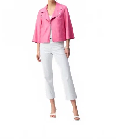 Joseph Ribkoff Foiled Faux Suede Swing Jacket In Pink In Pink