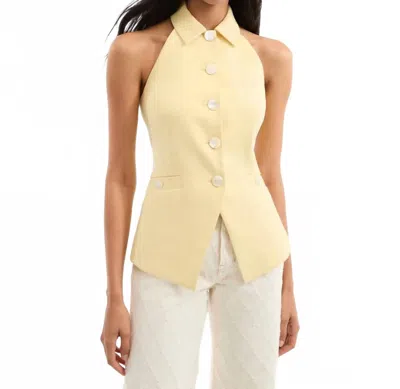 Veronica Beard Orlinda Halter Neck Vest In Chamomile In Gold