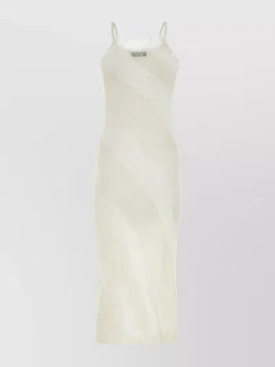 Gimaguas Two-tone Nylon Blend Fuzzy Dress In White