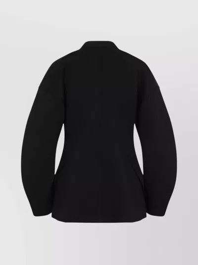 Jil Sander V-neck Wool Wrap Jacket In Black