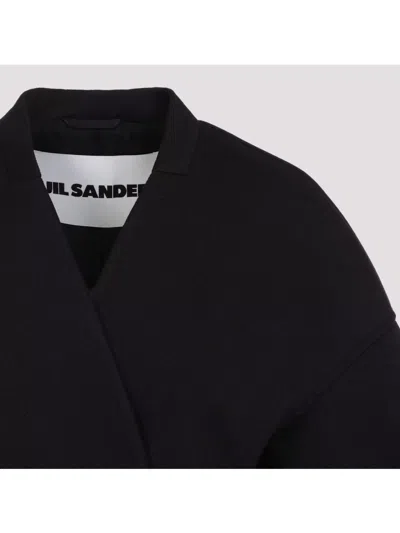 Jil Sander V-neck Wool Wrap Jacket In Black