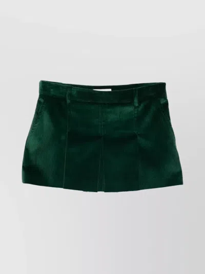 Miu Miu High Waist Mini Skirt Front Pleats In Green