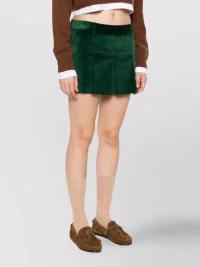 Miu Miu High Waist Mini Skirt Front Pleats In Green
