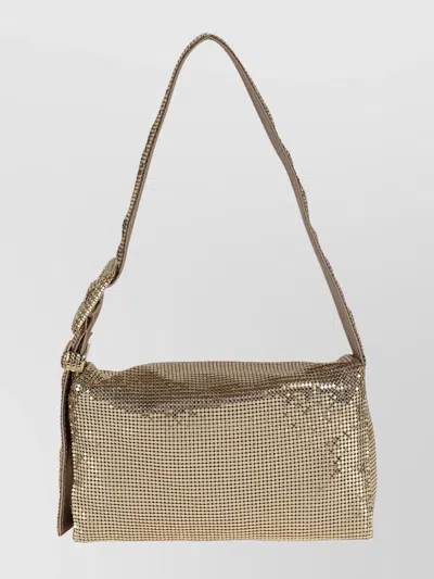 Benedetta Bruzziches Rectangular Soft Shoulder Bag Strap Detail In Gold