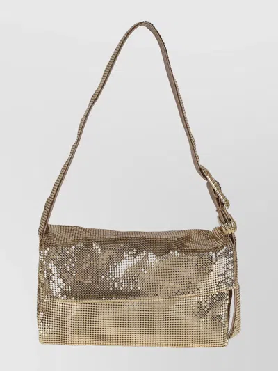 Benedetta Bruzziches Rectangular Soft Shoulder Bag Strap Detail In Gold