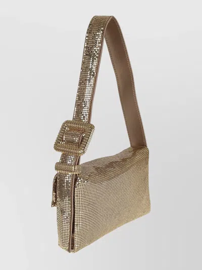 Benedetta Bruzziches Rectangular Soft Shoulder Bag Strap Detail In Gold
