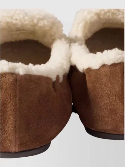 Miu Miu Suede Loafers With Flat Rubber Sole In Brown