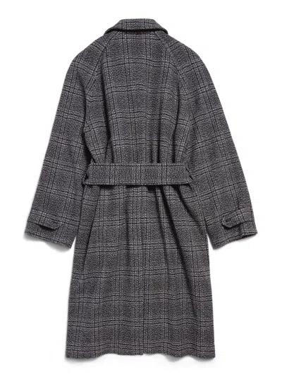 Balenciaga Vintage Checked Wool One Layer Raglan Coat Clothing In Multi