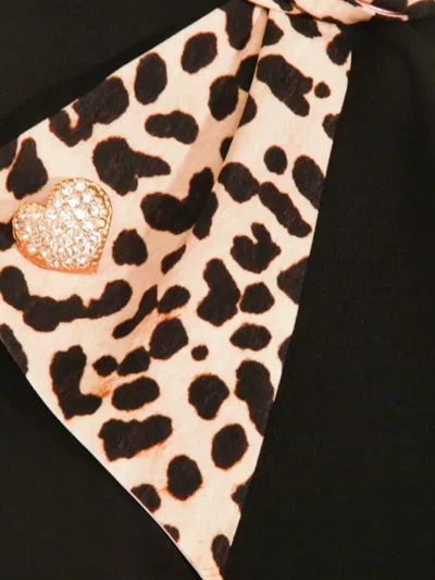 Valentino Black Crepe Couture Dress With Animal-print Bow