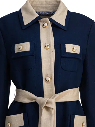 Valentino Blue/ivory Jacket With Belt In Blue