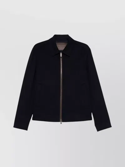 Paul & Shark Stylish Short Jacket Point Collar Side Pockets In Black