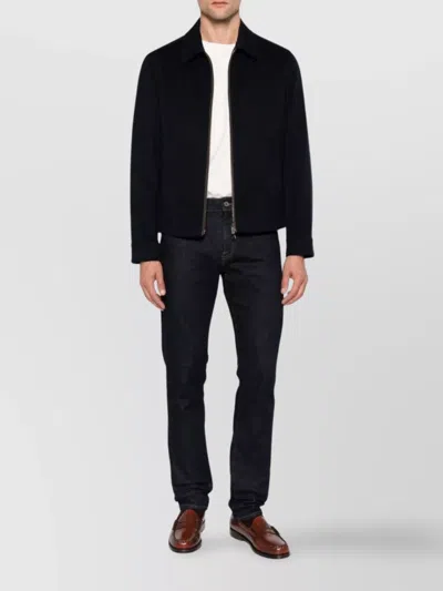 Paul & Shark Stylish Short Jacket Point Collar Side Pockets In Black