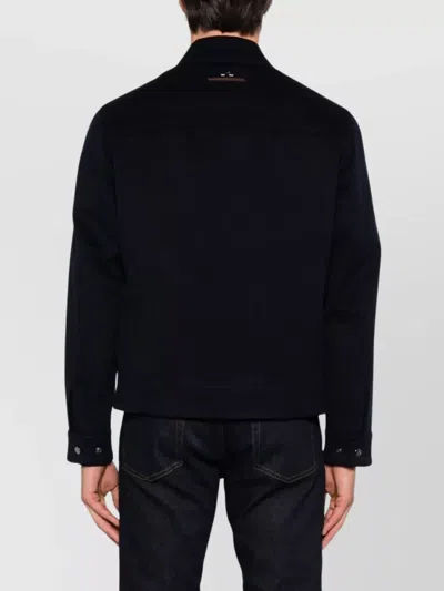 Paul & Shark Stylish Short Jacket Point Collar Side Pockets In Black