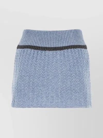 Cormio Anna Floral Embroidery Mini Knitted Skirt In Blue Pervinca