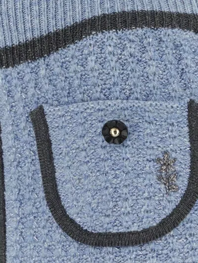 Cormio Anna Floral Embroidery Mini Knitted Skirt In Blue Pervinca