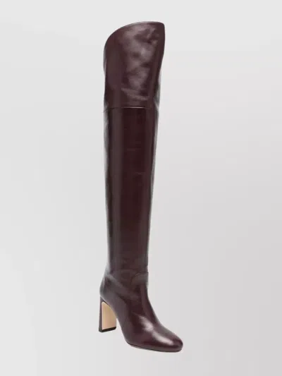 Stuart Weitzman Over-the-knee Block Heel Almond Toe Boots In Brown