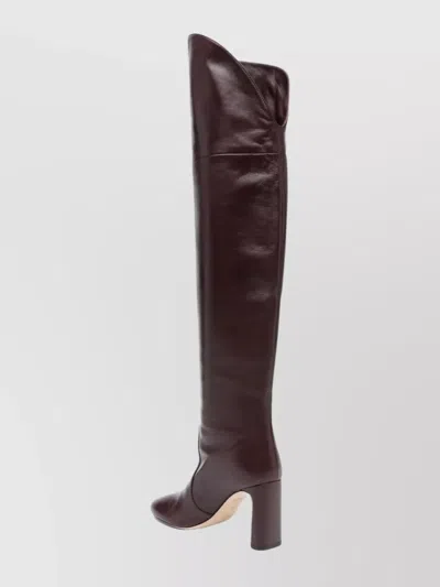 Stuart Weitzman Over-the-knee Block Heel Almond Toe Boots In Brown