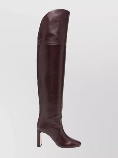Stuart Weitzman Over-the-knee Block Heel Almond Toe Boots In Brown