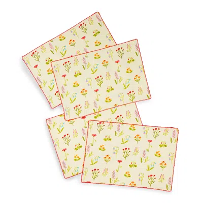 Tiramisu Spring Palette Block Print Cotton Placemats In Yellow