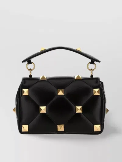 Valentino Medium Roman Stud Shoulder Bag In Black
