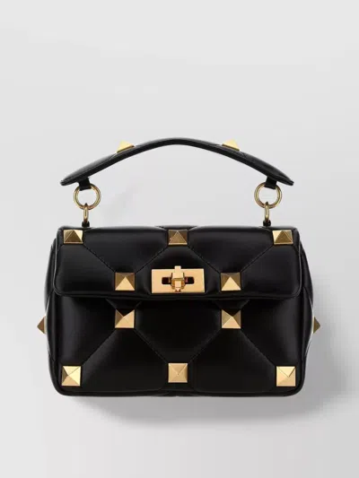 Valentino Medium Roman Stud Shoulder Bag In Black
