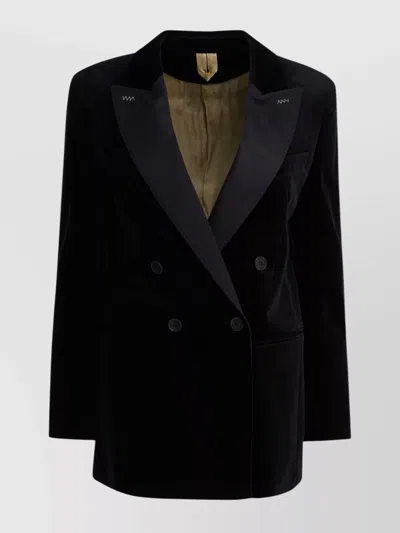 Max Mara Velvet Blazer With Satin Lapels And Buttons In Gold
