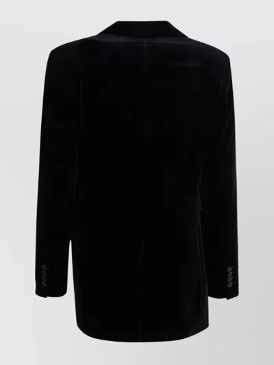 Max Mara Velvet Blazer With Satin Lapels And Buttons In Gold