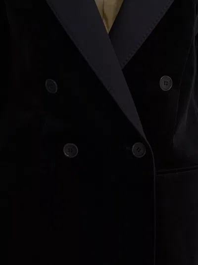 Max Mara Velvet Blazer With Satin Lapels And Buttons In Gold