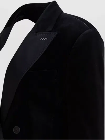 Max Mara Velvet Blazer With Satin Lapels And Buttons In Gold