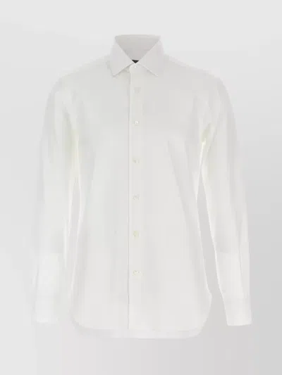 Barba Napoli Honeycomb-pattern Cotton Shirt In White