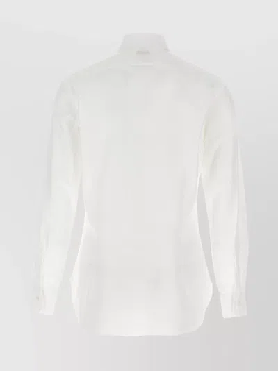 Barba Napoli Honeycomb-pattern Cotton Shirt In White