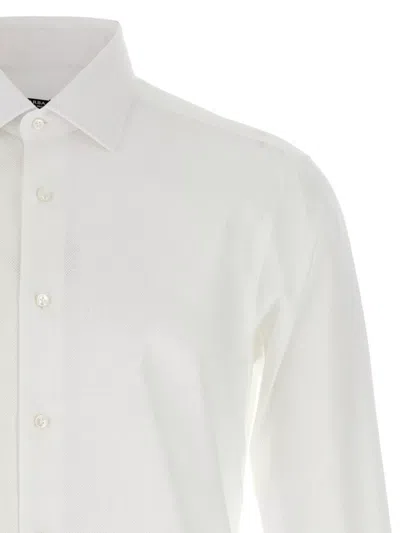 Barba Napoli Honeycomb-pattern Cotton Shirt In White
