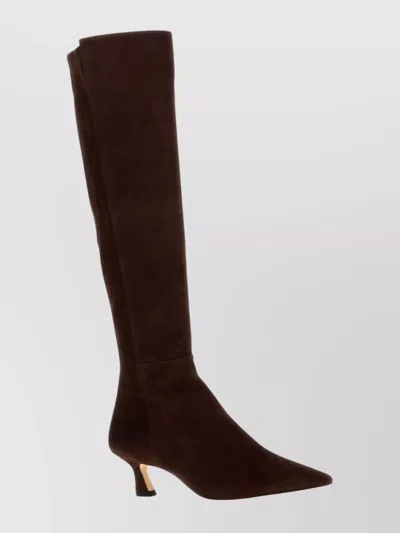 Stuart Weitzman Stylish Suede Ankle Boots With Block Heel In Brown
