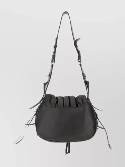 Isabel Marant Bolton Embellished Tasseled Textured-leather Shoulder Bag In Black