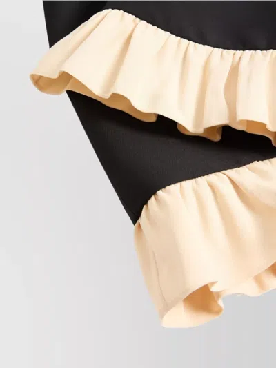 Valentino Womens Navy Betulla Ruffled V-neck Wool And Silk Midi Dress In Gold