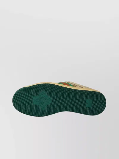 Gucci Canvas And Leather Sneakers With Vintage Web In Neutral