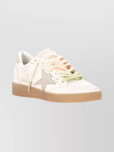 Golden Goose Ball Star Sneakers In Leather With Laminated Star And Suede Heel Tab Shoes In White