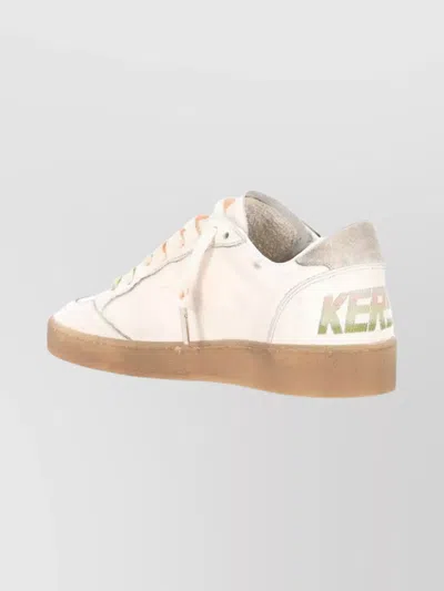 Golden Goose Ball Star Sneakers In Leather With Laminated Star And Suede Heel Tab Shoes In White