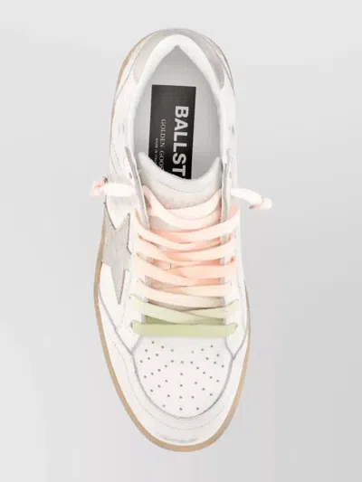 Golden Goose Ball Star Sneakers In Leather With Laminated Star And Suede Heel Tab Shoes In White