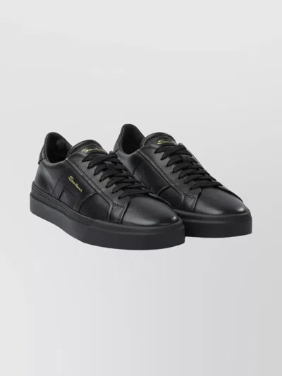 Santoni Men's Black Leather Dbs Oly Sneaker In Black