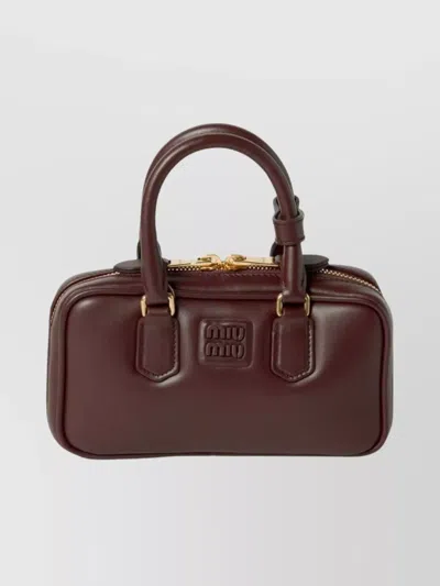Miu Miu Soft Padded Shoulder Bag And Handles In Brown