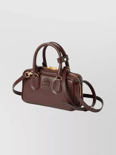 Miu Miu Soft Padded Shoulder Bag And Handles In Brown