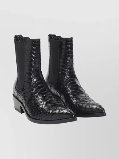 Tom Ford Matte Printed Python Chelsea Boot In Black