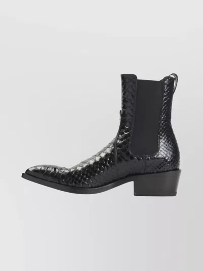 Tom Ford Matte Printed Python Chelsea Boot In Black