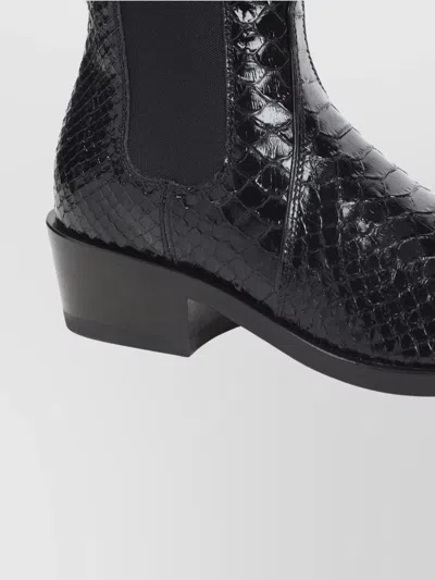 Tom Ford Matte Printed Python Chelsea Boot In Black